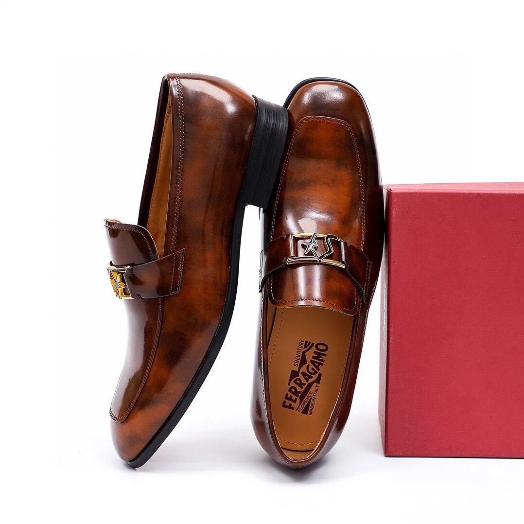 Men's Men's Shoes 💰540 💐[Ferragamo/Ferragamo] New 🐲Ferragamo* Ferragamo classic formal leather shoes! It is made of imported first-layer open-edge beaded cowhide leather upper + luxurious hardware buckle, and the inner layer is comfortable first-layer cowhide 🐂 leather lining! Original wear-resistant rubber outsole! Code number 38-44 (45🉑️customized)